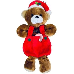 20" VINTAGE SANTA'S BEST TEDDY BEAR CHRISTMAS STOCKING STUFFED ANIMAL PLUSH